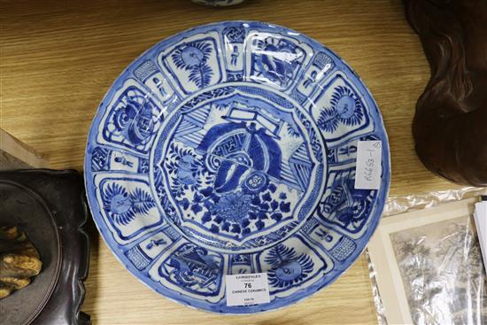 A group of Chinese ceramics including a Kraak dish and a lamp lamp height 64cm